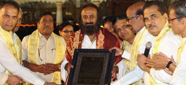 Sri Sri Ravi Shankar conferred the Acharya Mahapragya Ahimsa Samman by Jain Vishwa Bharati