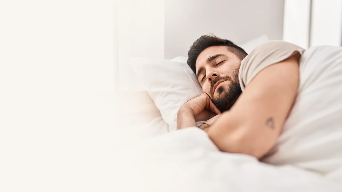 A man resting deeply in a calming environment