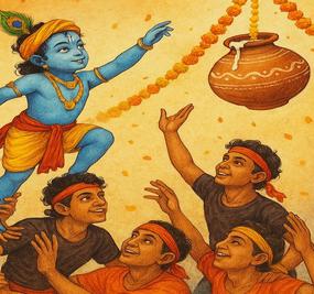 dahihandi celebration with krishna