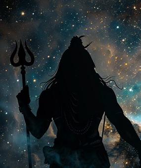 lord shiva on dark cosmic night
