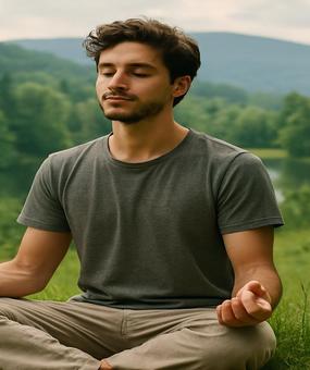 meditating man natural environment