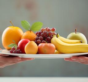 Hands-holding-a-plate-of-fruit