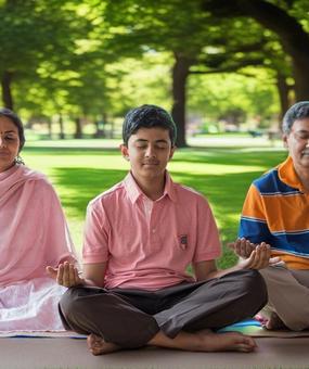 Yoga - Meditating with family