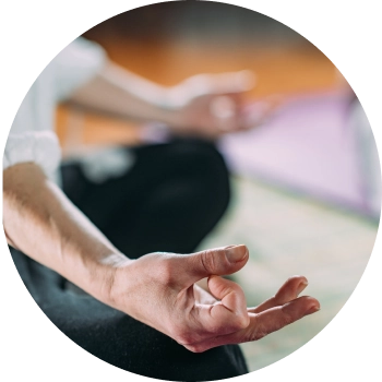 An image focused on hands in chin mudra