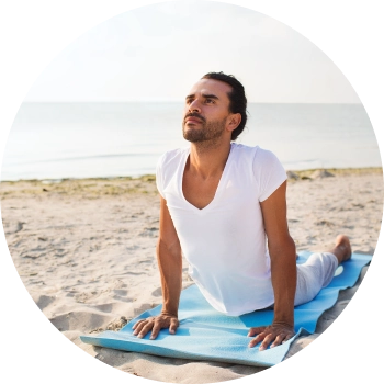 Young man showcasing flexibility through yoga asana