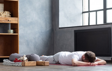 practicing crocodile pose