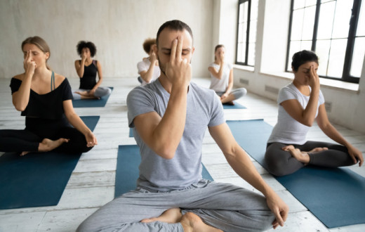 person practicing deep breathing