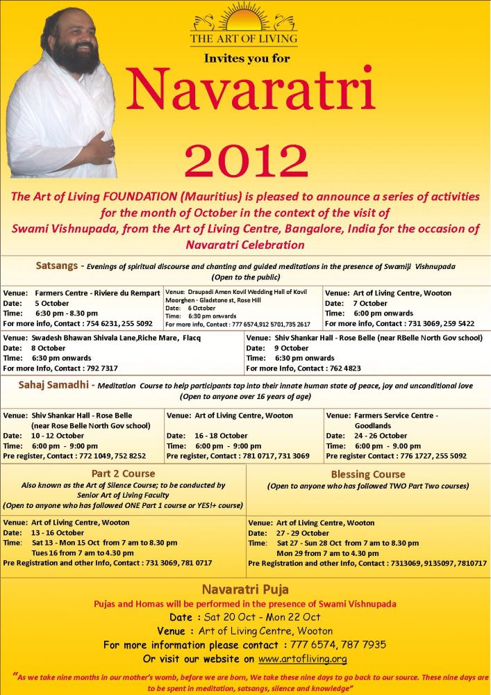 Navratri 2012 Programmes