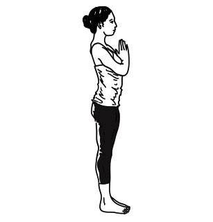surya namaskar yoga step 1 - Pranamasana (Prayer pose)