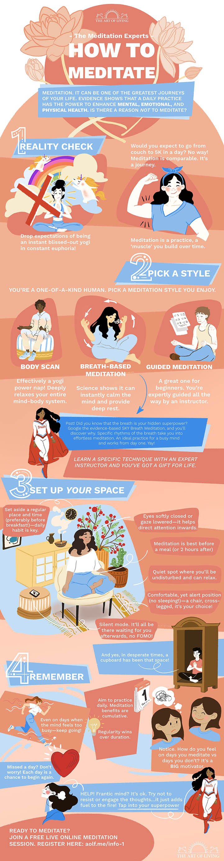 How to meditate infographic