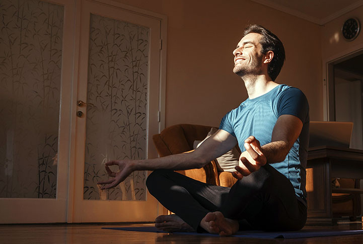 Man in meditative natural state