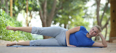 Vishnuasana (Lying down on side) yoga pose