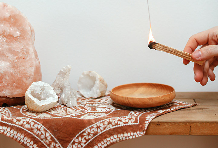  healing crystals and palo santo stick