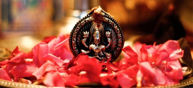 Hindu Goddess Lakshmi in home temple