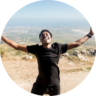 A man jumping in joy expressing freedom and happiness