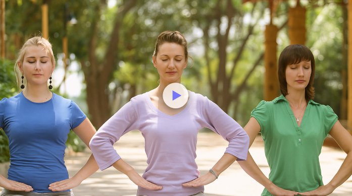 Thumbnail image with play icon for benefits of Sudarshan Kriya™ video