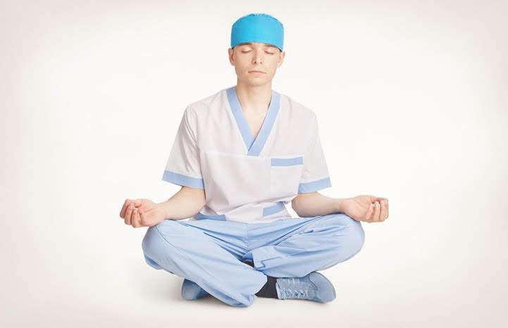healthcare professional meditating