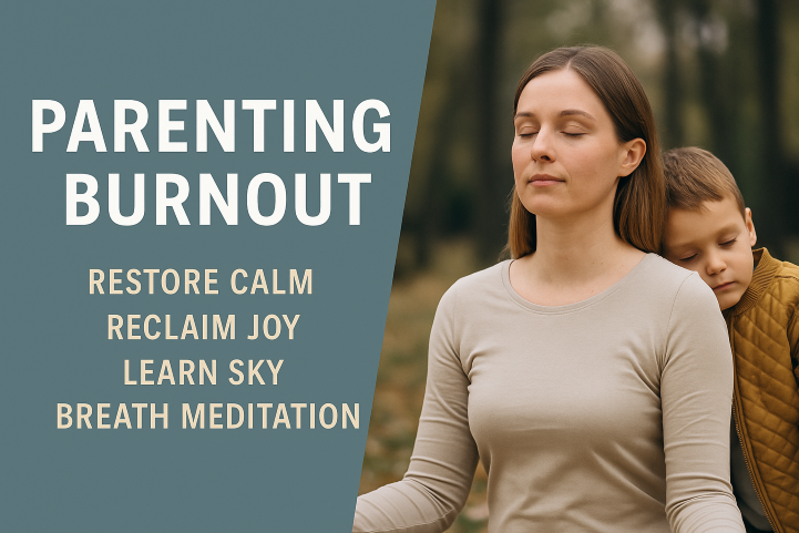 SKY Breath Meditation infographic for parenting burnout