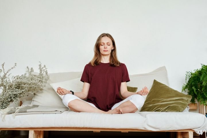 woman meditating comfortably