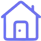 Purple house icon representing format of the course