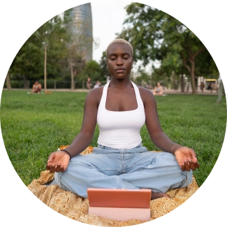 Participant experiencing deep rest during silence program