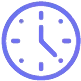 Purple clock icon representing course duration