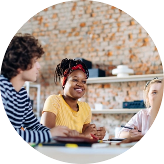 Students gathered for an ART Excel session on stress management, with a teacher guiding them.